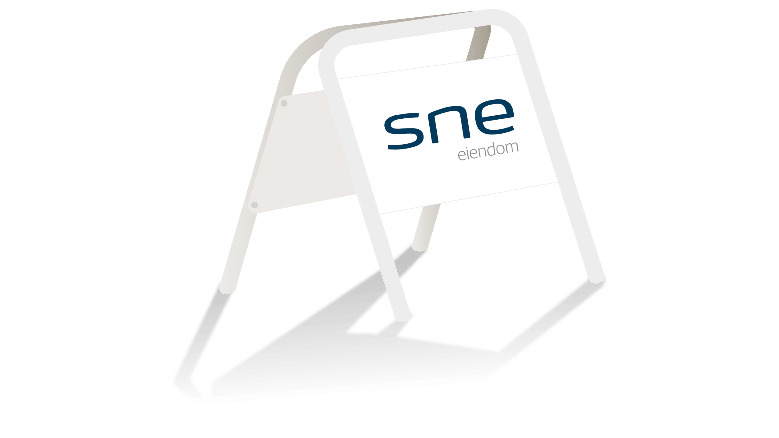 Visningsskilt med logo til Sne Eiendomsmegling