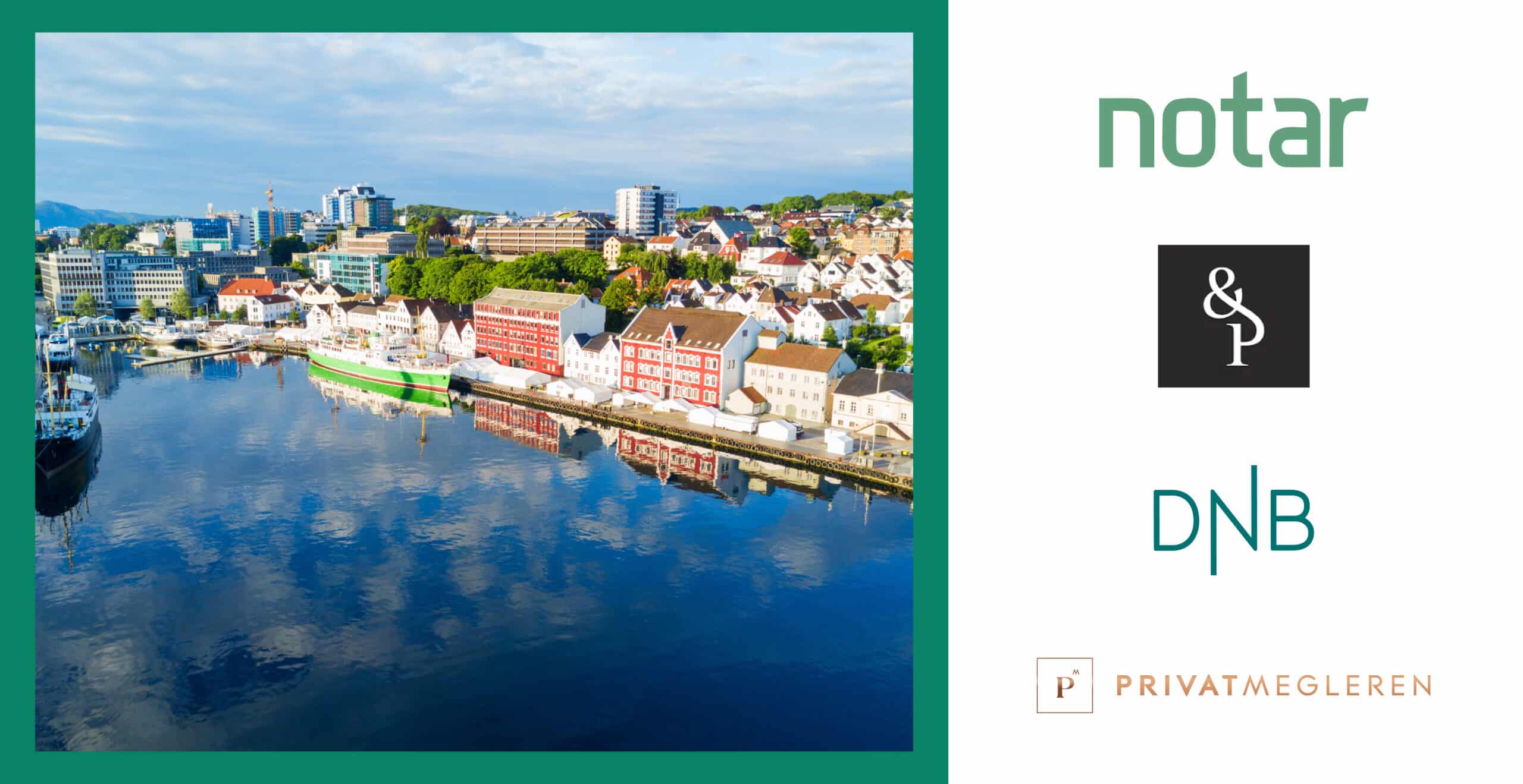 Luftfoto av Stavanger sentrum med havneområde og fargerike bygninger, brukt som illustrasjon i artikkel om hva eiendomsmegler koster i byen.